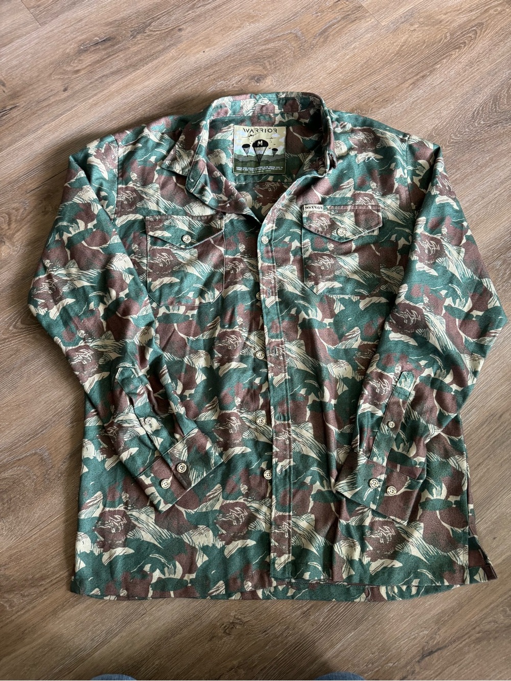 Warrior Green/Brown Camouflage Utility Jacket button down